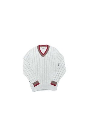 Brunello Cucinelli Gray Cotton V Neck Knit Cricket Sweater Mens EU 50 US Medium
